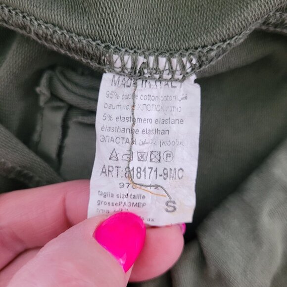 Centouno Italy Military Green Jogger Pants Womens Size S Side Detail Athleisure - Picture 4 of 7
